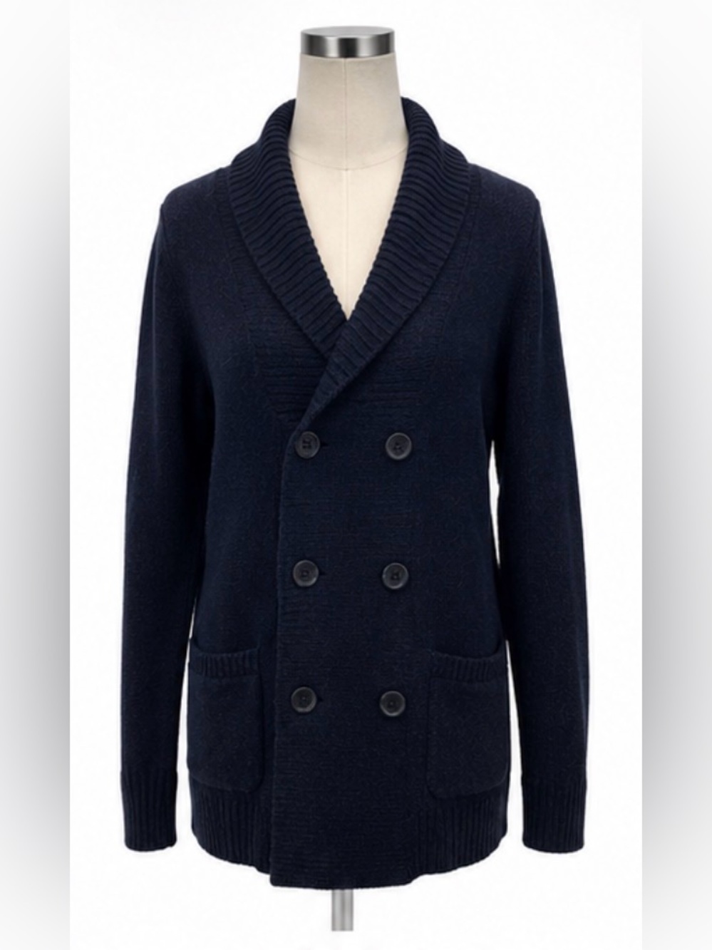 Express Navy Double Breasted Shawl Collar Cardigan Peacoat Sweater Medium